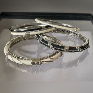 Fun vintage bangle bracelets black white silver
